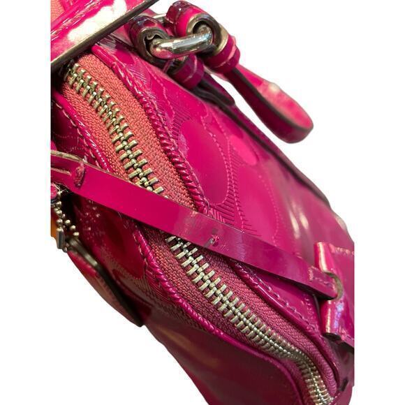 Coach Peyton‎ Link C Embossed Patent Leather Domed 32583 Raspberry Handbag - Picture 12 of 16